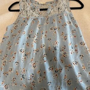 FA Blue Floral Lace Top